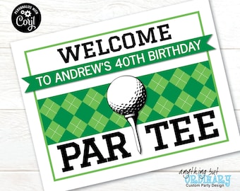 EDITABLE Golf Party Welcome Sign | Printable Golf ParTEE Birthday Welcome Sign | CORJL Template | digital file
