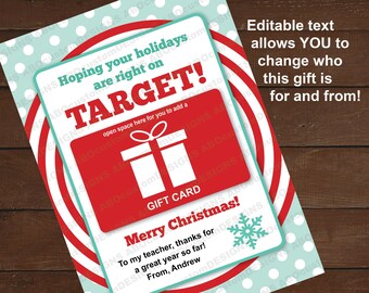On Target Gift Card Holder | Editable Christmas Gift Card Holder | Printable Teacher Gift Card Holder | INSTANT DOWNLOAD | digital file