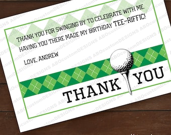 Golf Graduation ParTEE Thank You Note / Green Argyle Flat EDITABLE Golf Thank You Card / INSTANT DOWNLOAD / digital file