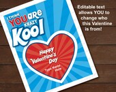 Krazy Kool Valentine Cards | Printable Valentine Powdered Drink Mix Holder | INSTANT DOWNLOAD | digital file