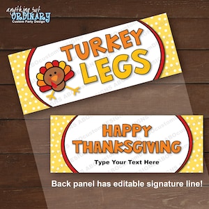 Printable Turkey Legs Treat Bag Labels | Editable Thanksgiving Bag ...