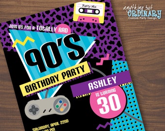 90s Party Invitation Etsy