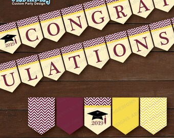 Printable Congratulations Banner In Blue And White Chevron Etsy