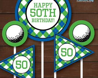 PERSONALIZED Golf Birthday Banner Printable Partee Banner in Blue and ...