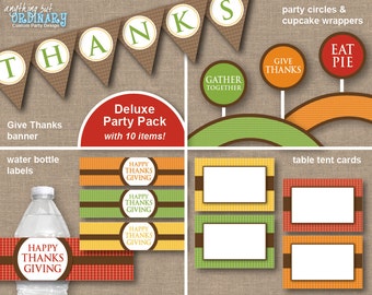 Printable Thanksgiving Decorations, Gather Together Give Thanks Eat Pie Deluxe Party Pack, INSTANT DOWNLOAD, DIY digital file