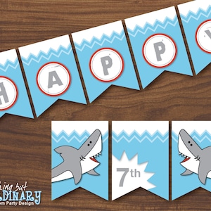 DIY Shark Bite Birthday Banner, INSTANT DOWNLOAD printable digital file