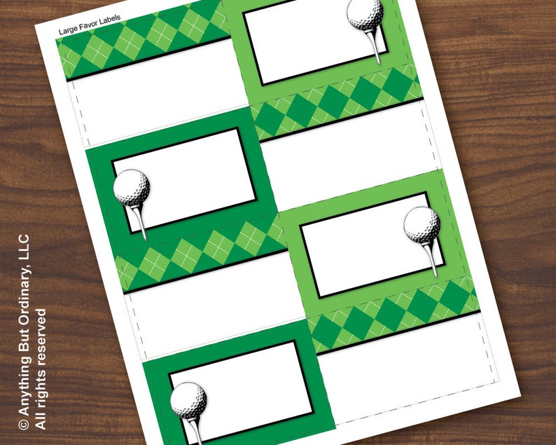 Golf Party Favor Tags Large Editable Golf Partee Label Cards Etsy