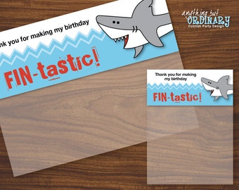 Shark Bite Birthday Bag Toppers, DIY Editable Treat Bag Labels, INSTANT DOWNLOAD printable digital file