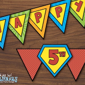 Superhero Birthday DIY Banner, INSTANT DOWNLOAD printable digital file