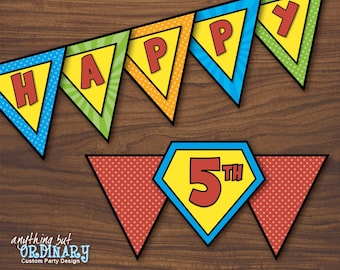 Superhero Birthday DIY Banner, INSTANT DOWNLOAD printable digital file