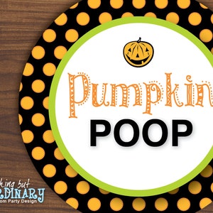 Pumpkin Poop Favor Tags, Halloween Circle Labels, INSTANT DOWNLOAD, digital printable file image 1