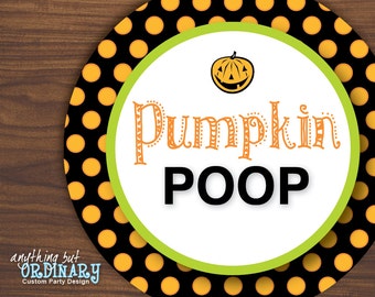 Pumpkin Poop Favor Tags, Halloween Circle Labels, INSTANT DOWNLOAD, digital printable file