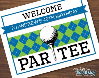 Blue and Green Golf Party Welcome Sign | Editable Golf ParTEE Printable Welcome Sign | INSTANT DOWNLOAD | digital file