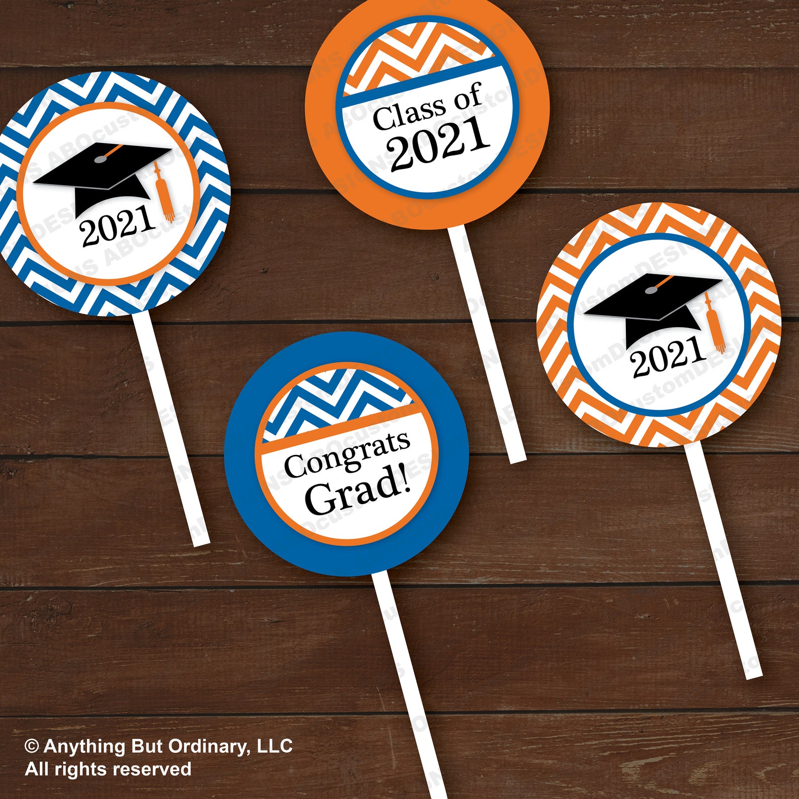 2021 Blue and Orange Graduation Decorations Printable Etsy Canada