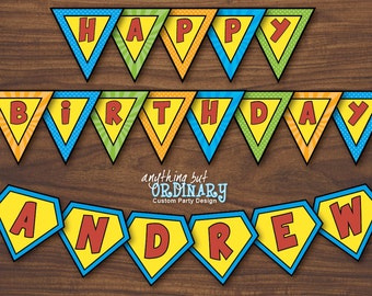 PERSONALIZED Superhero Birthday Banner, DIY printable digital file