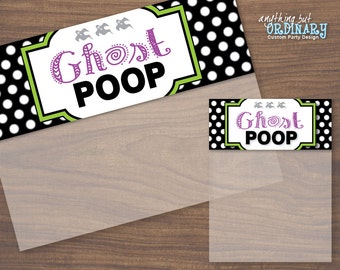 Ghost Poop Bagtoppers, Editable Halloween Treat Bag Labels, INSTANT DOWNLOAD printable digital file