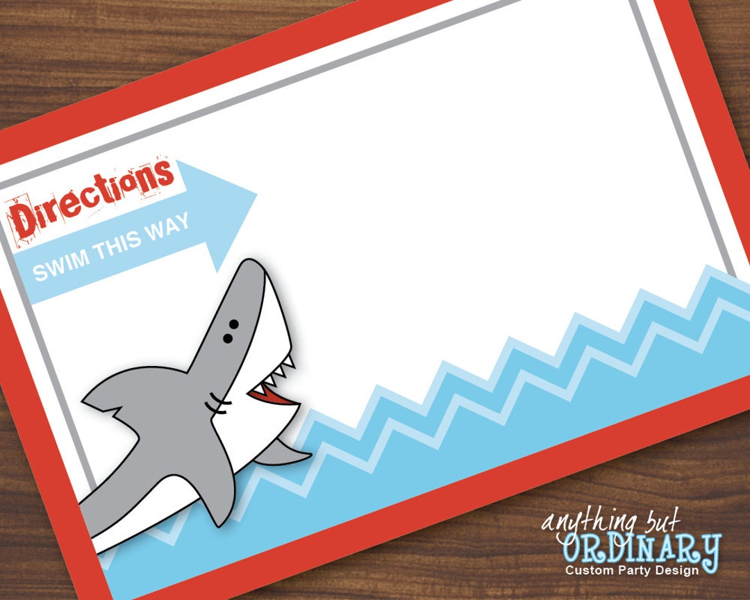 Shark Bite Editable Directions Card DIY Invitation Accessory Etsy