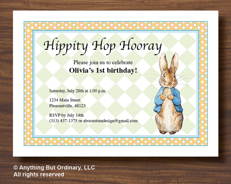 Peter Rabbit Birthday Party Invitation Printable Vintage | Etsy