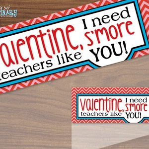 Teacher Valentine S&#39;More Bag Toppers, Editable Valentines Smore Teachers Treat Bags, INSTANT DOWNLOAD, printable digital file