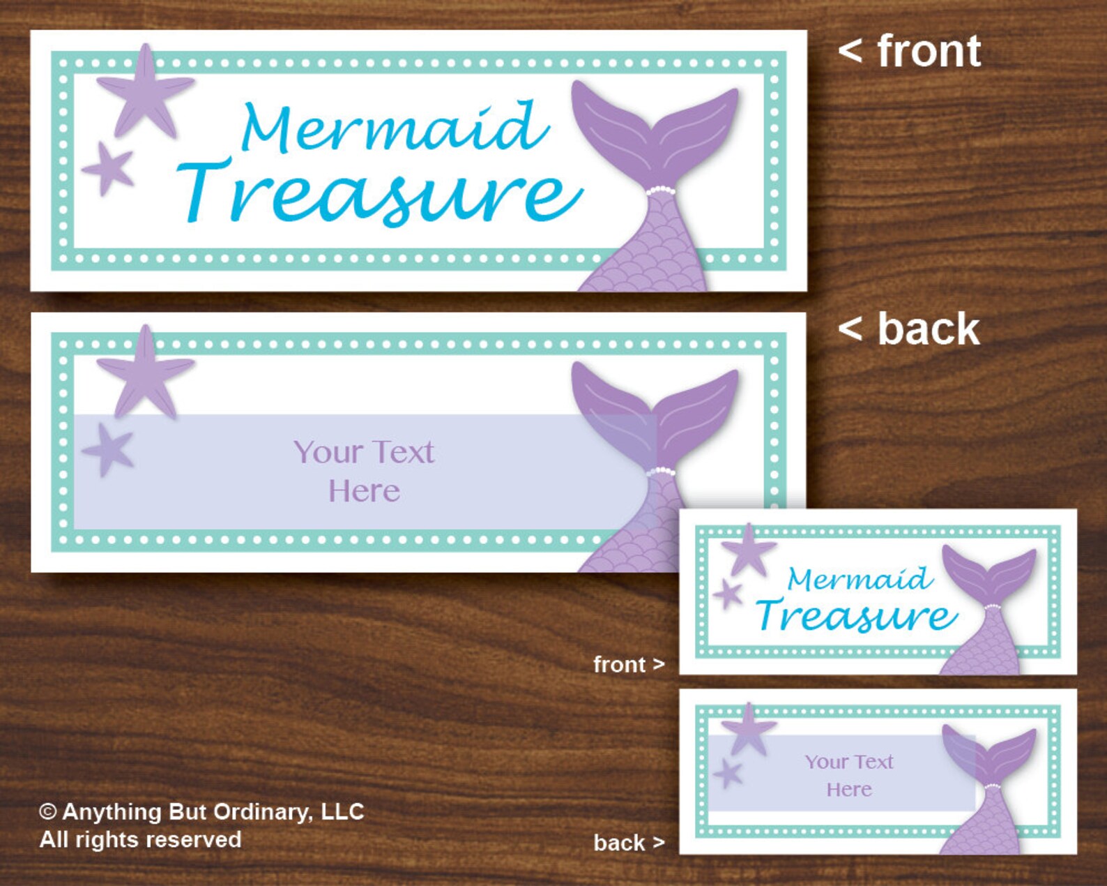 Printable Mermaid Treasure Bag Toppers Editable Treat Bag - Etsy