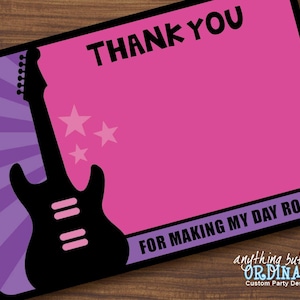 Rockstar Dankeskarte für Mädchen / druckbare Rockstar Party Dankeskarte / flach EDITIERBARE Dankeschön / INSTANT DOWNLOAD / digitale Datei