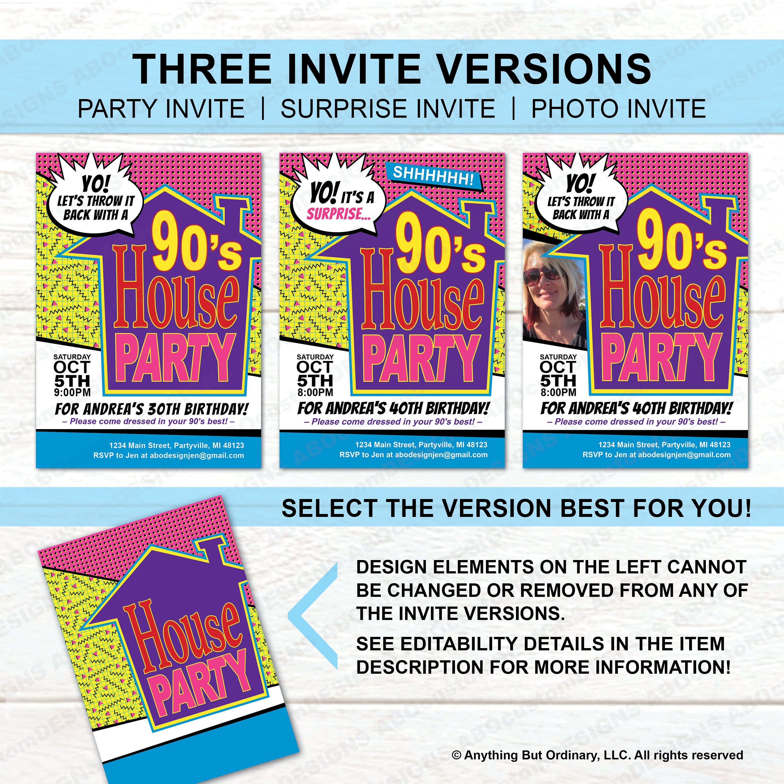 EDITABLE 90's House Party Invitation | 90's Pink | Printable