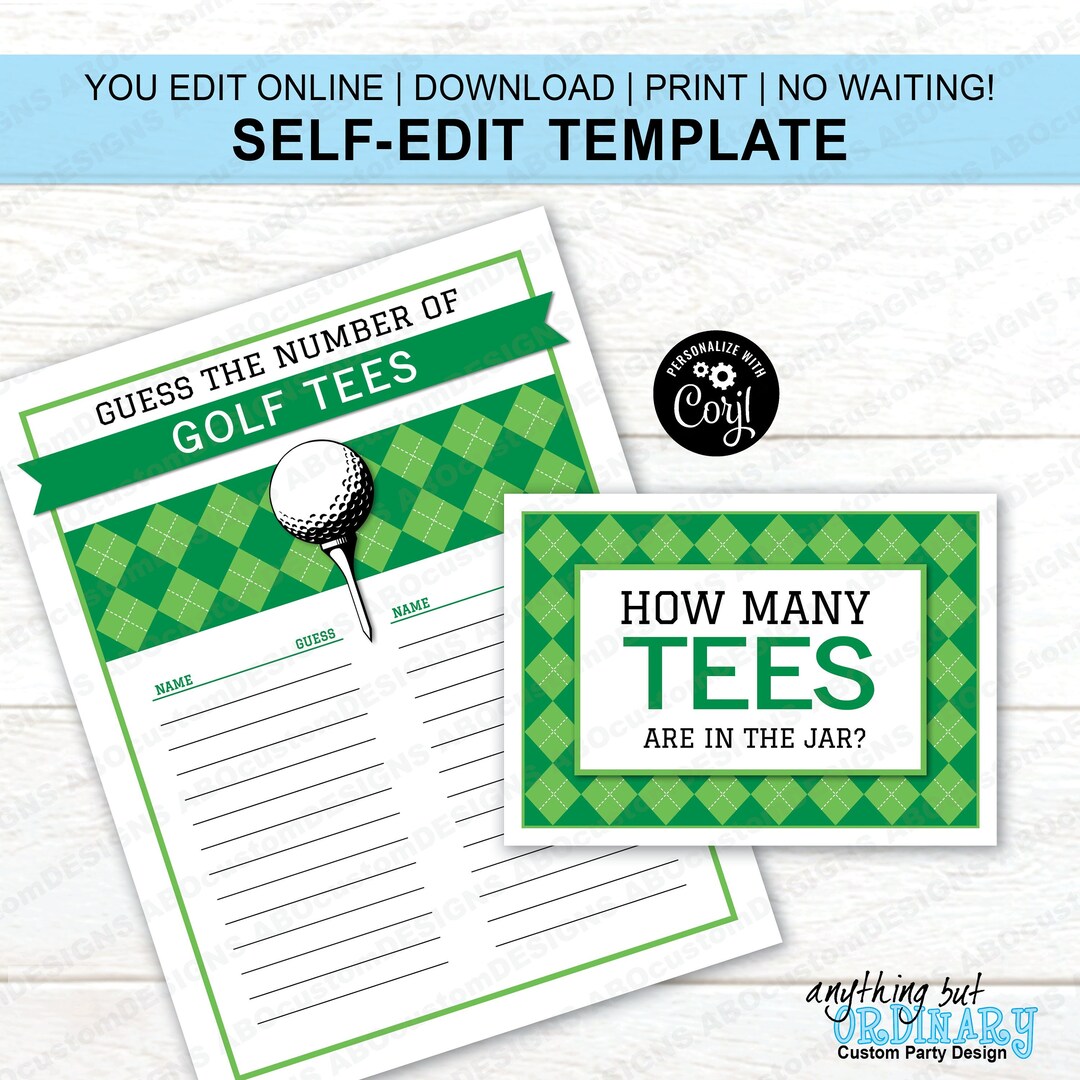 EDITABLE Golf Party Guessing Game Signs | Printable Guess the Number of ...