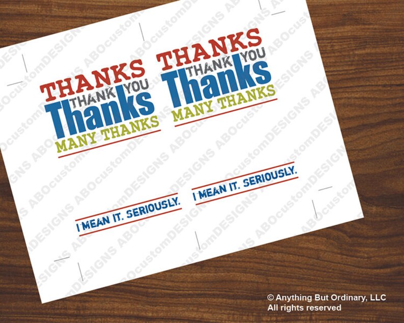 EDITABLE Thank You Note Printable Teen Birthday Thank You Note /'Nuff Said Flat Thank You Card digital file INSTANT DOWNLOAD