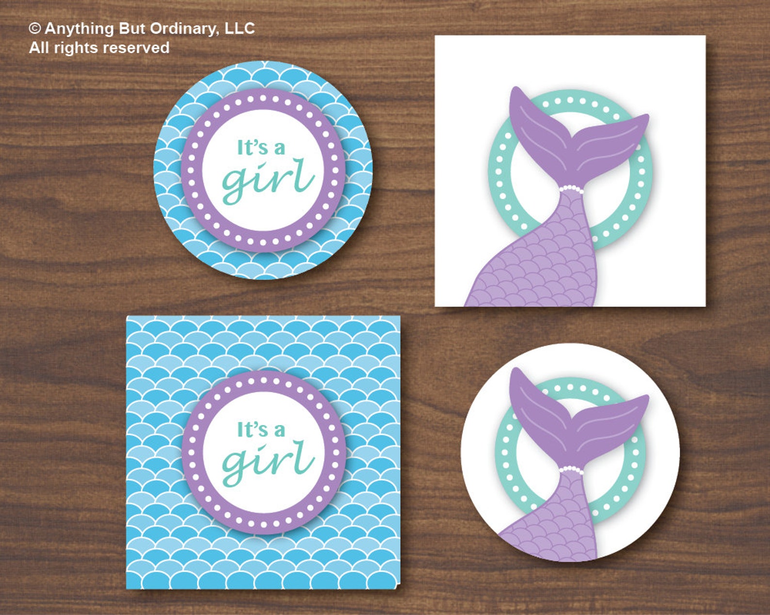 Mermaid Baby Shower Cupcake Toppers Mermaid Party Circles Etsy