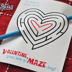 cartões surpreendentes dos namorados | Porta-lápis para impressão Valentine Maze | DOWNLOAD INSTANTÂNEO | arquivo digital