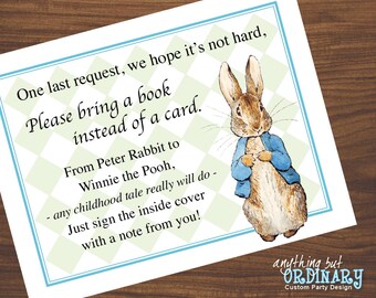 Book Request Cards, Peter Rabbit Baby Shower, DIY Build A Library Inserts, INSTANT DOWNLOAD printable digital file