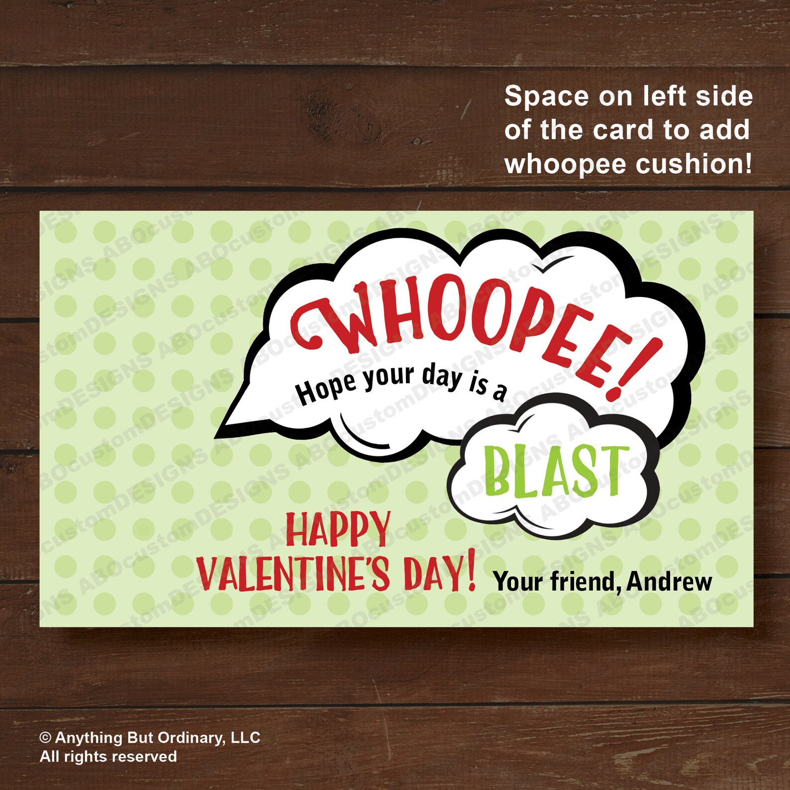 PERSONALIZED Whoopee Cushion Valentines Printable Whoopie - Etsy