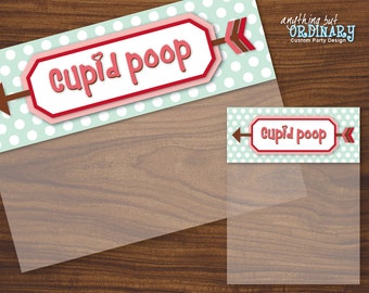 Cupid Poop Bag Toppers, DIY Valentine Bagtopper, Editable Treat Bag Labels, INSTANT DOWNLOAD printable digital file