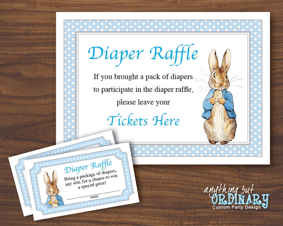 Peter Rabbit Diaper Raffle Sign Boys Peter Rabbit Diaper Raffle Tickets and Sign Printable | Etsy