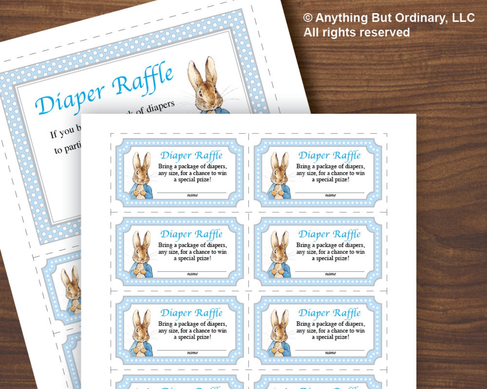 Peter Rabbit Diaper Raffle Sign Boys Peter Rabbit Diaper Raffle Tickets and Sign Printable | Etsy