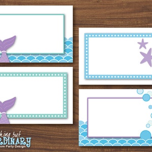 Tarjetas de tienda de mesa editables de sirena / Tarjetas de buffet de sirena imprimibles / Etiquetas de alimentos / DESCARGA INSTANTE / archivo digital