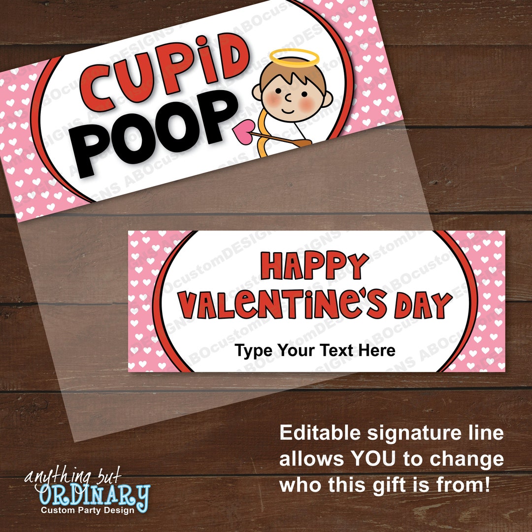 Printable Cupid Poop Bag Toppers Valentine Treat Bag Labels With ...