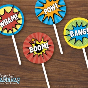 Superhero DIY Party Circles for Cupcake Toppers, Favor Labels, INSTANT DOWNLOAD, digital printable file
