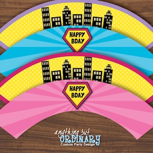 Girls Superhero Cupcake Wrappers, Supergirl DIY Labels, INSTANT ...