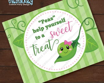 Girl's Sweet Pea Treat Sign | Printable Sweet Treat Dessert Pink Table Sign | INSTANT DOWNLOAD | digital file