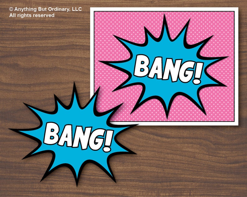 Girls Superhero Party Signs Action Word Explosion Cut Outs Etsy