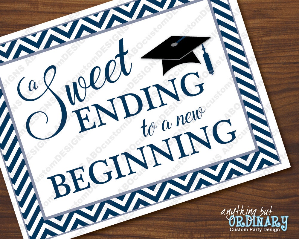 Sweet Ending to a New Beginning Graduation Sign Printable Etsy