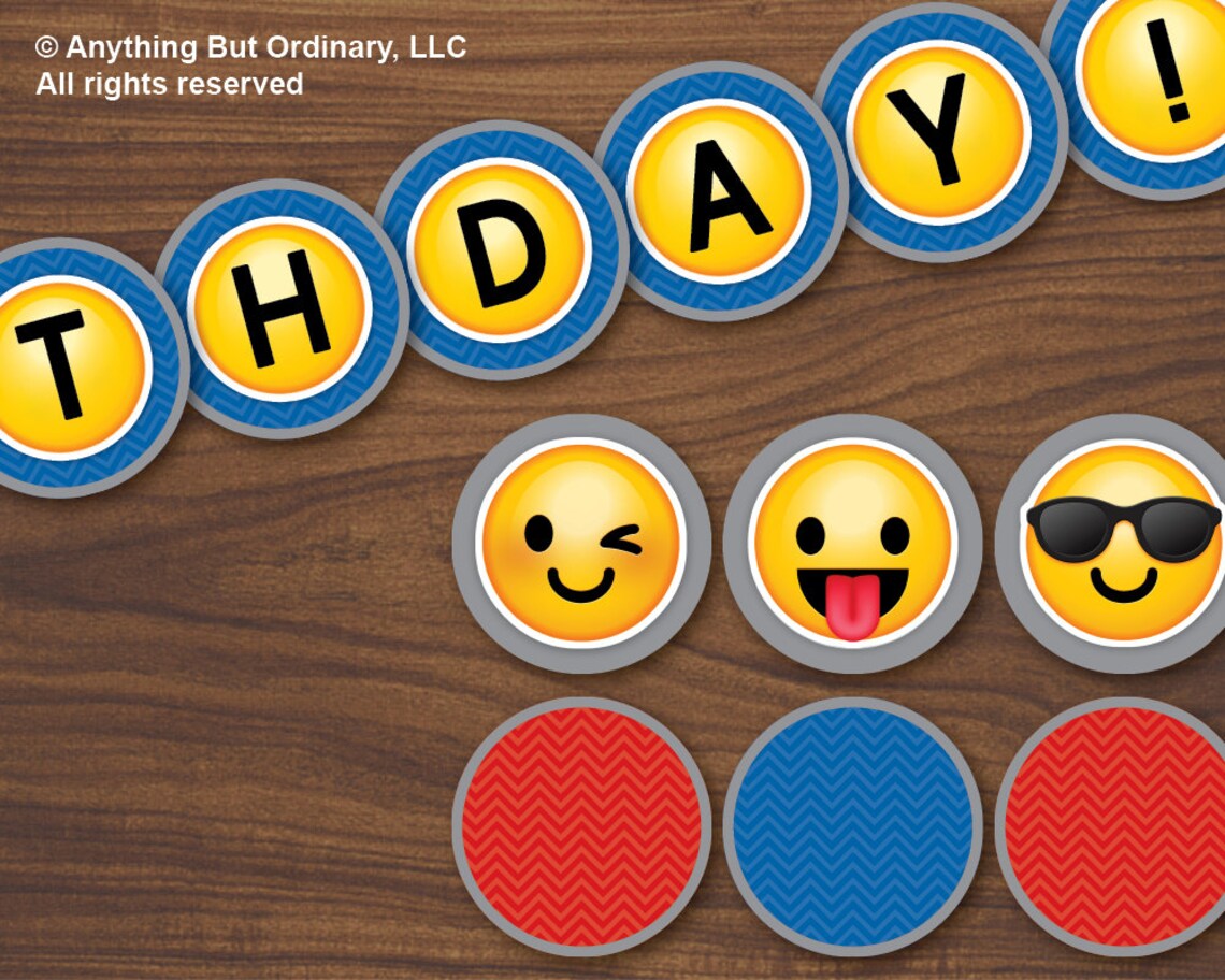 Boy's Emoji Birthday Banner Printable Emoji Banner DIY Etsy