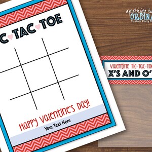 Tic Tac Toe Valentine Cards with Bag Toppers, TicTacToe Xs and Os Editable Treat Bag Labels, INSTANT DOWNLOAD, printable digital file