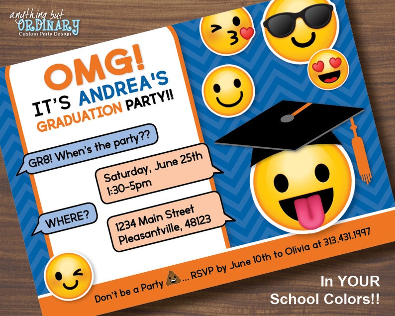 Printable Emoji Graduation Invitation Emoji 8th Grade Etsy