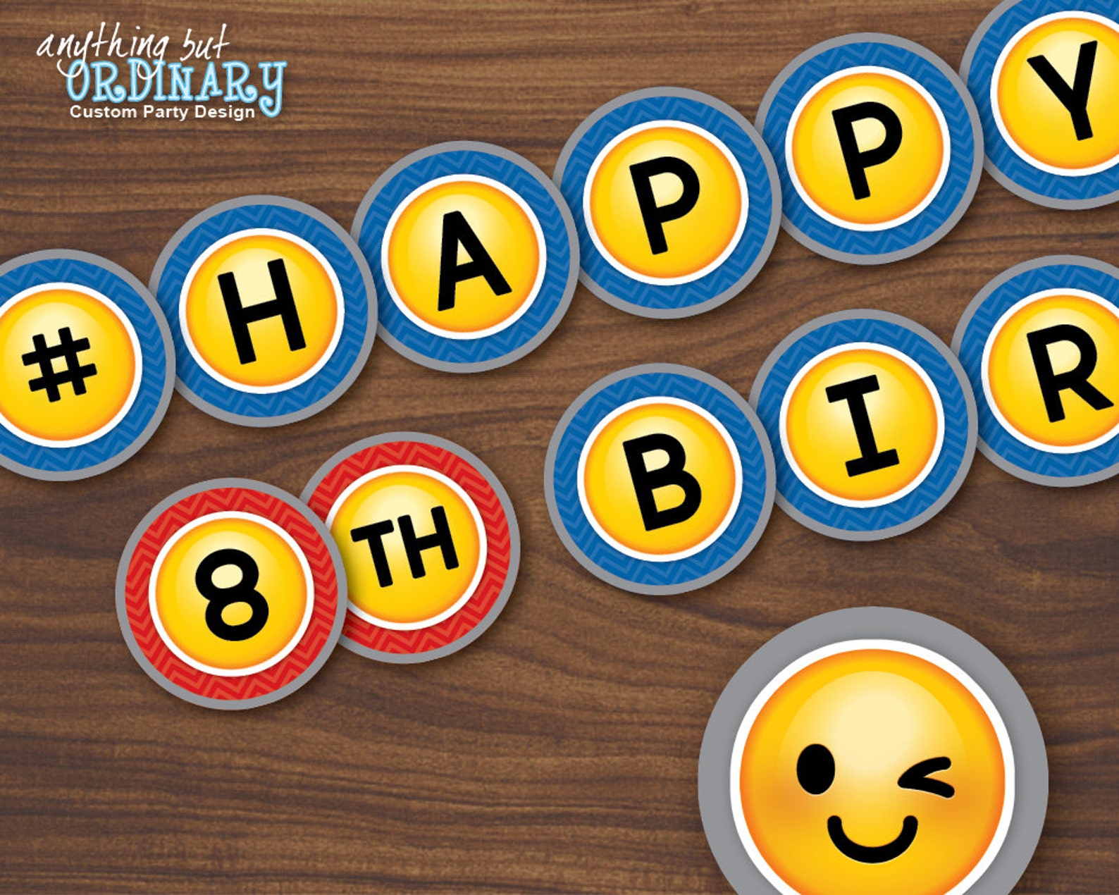 Boy's Emoji Birthday Banner Printable Emoji Banner DIY Etsy