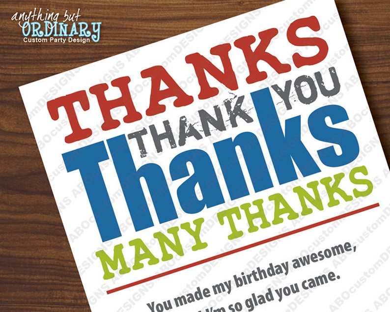 EDITABLE Thank You Note Printable Teen Birthday Thank You Note /'Nuff Said Flat Thank You Card digital file INSTANT DOWNLOAD