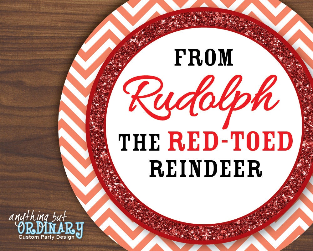 Rudolph the Red-toed Reindeer Gift Tags, DIY Editable Christmas Circle ...