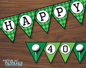 Golf Birthday Banner, ParTEE Printable Golf Banner, 40th Birthday Banner, INSTANT DOWNLOAD, printable digital file