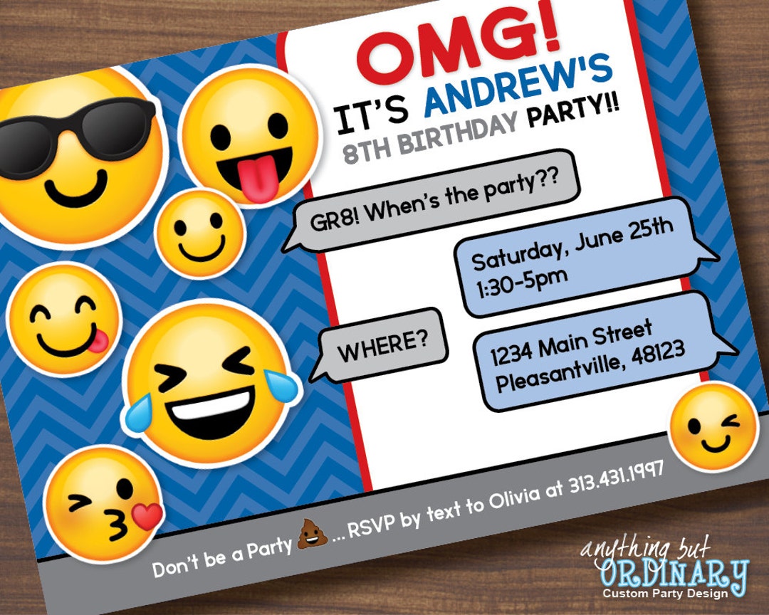 Boys Emoji Invitation | Printable Emoji Birthday Party Invitations ...